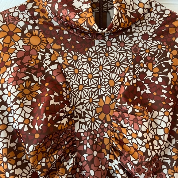 Sea NY Women’s Shopbop Exclusive Floral Top, Size S, Brown Color - Picture 4 of 9
